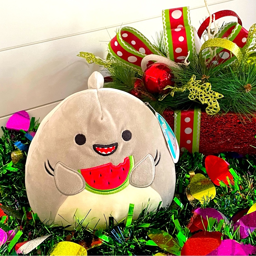 Gordon the NWT Squishmallow eating watermelon